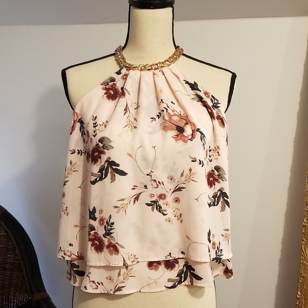 Elegant Chain link floral layer blouse